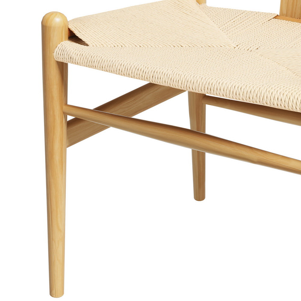 Artiss Wishbone Dining Chairs Rattan Seat Solid Wood Frame Cafe Lounge Chair